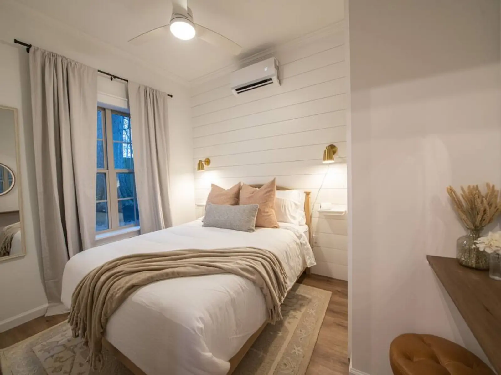 Cozy Cottage bedroom with a queen bed and mini-split climate control