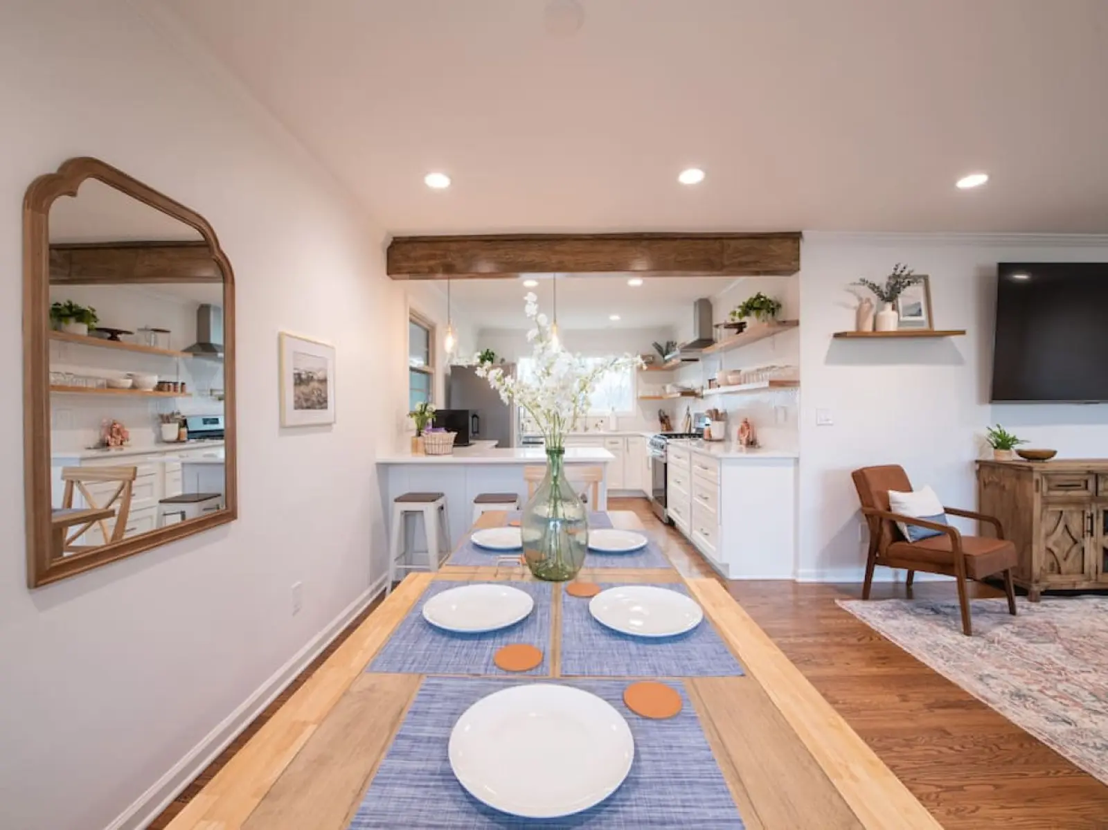Crossing House dining table set for eight