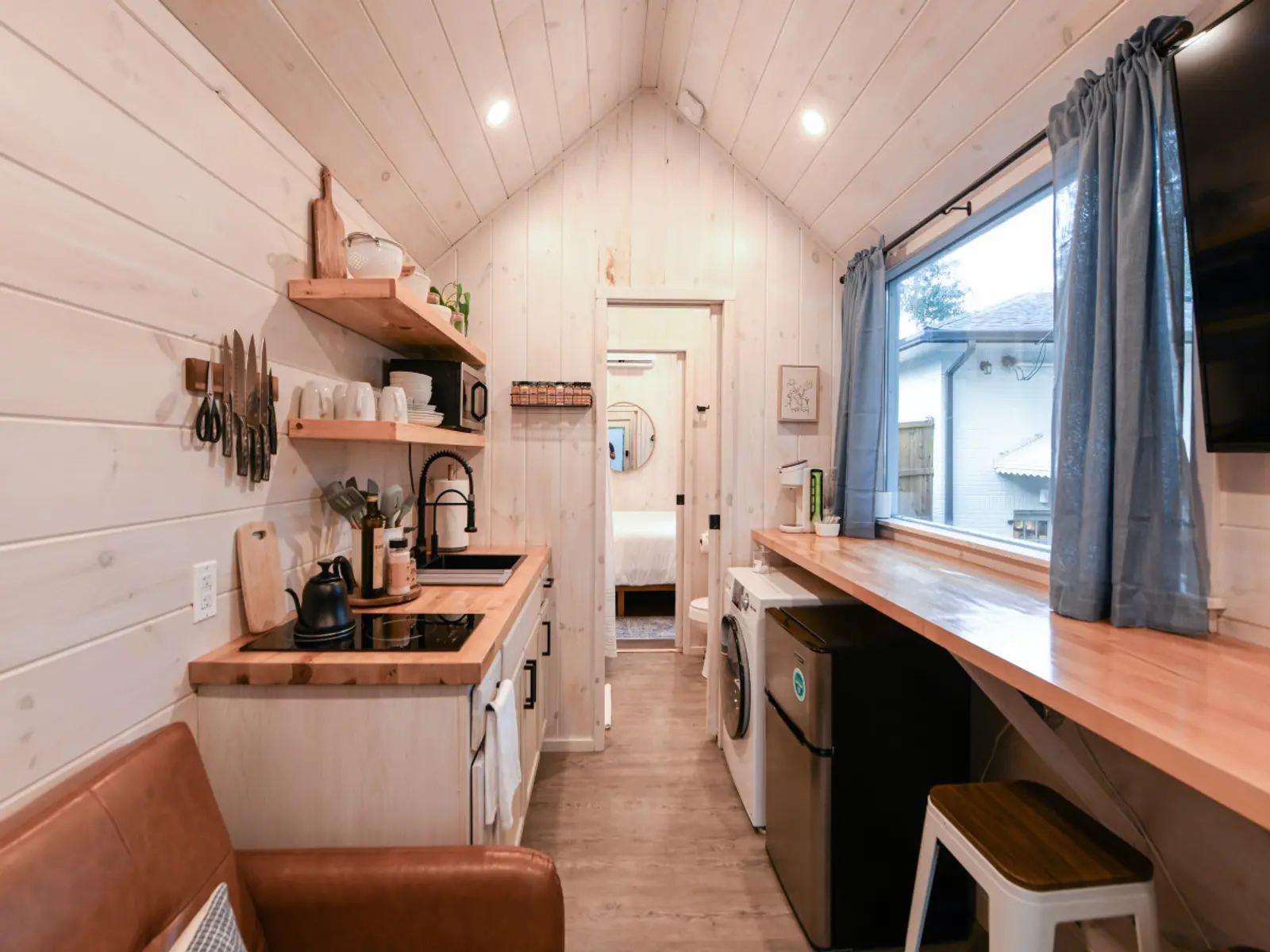 Galley kitchen and window bar inside the Magnolia Mini